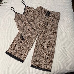 Victoria's Secret Leopard Print Pajama Set - Black and Tan